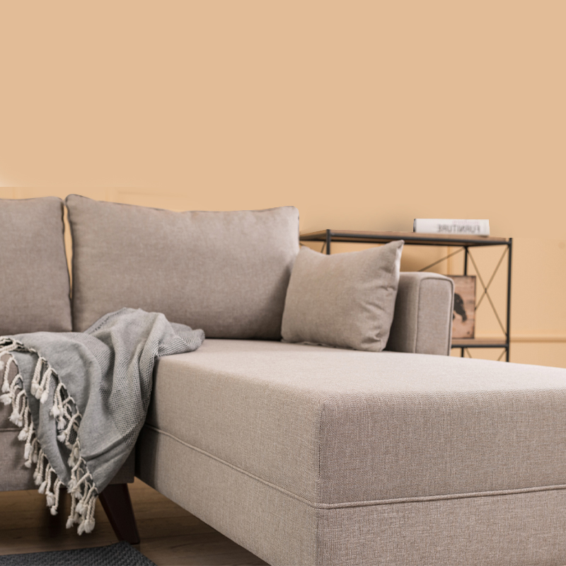 Γωνιακός καναπές Bella Megapap δεξιά γωνία υφασμάτινος χρώμα κρεμ 275x165x85εκ.