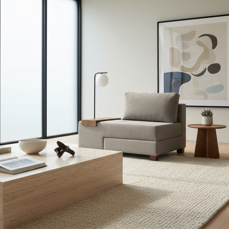 Πολυθρόνα - κρεβάτι Perenna Megapap υφασμάτινη χρώμα γκρι 116x93x83εκ.