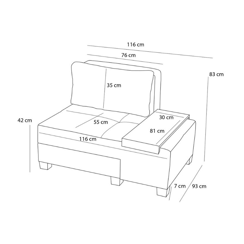 Πολυθρόνα - κρεβάτι Perenna Megapap υφασμάτινη χρώμα γκρι 116x93x83εκ.