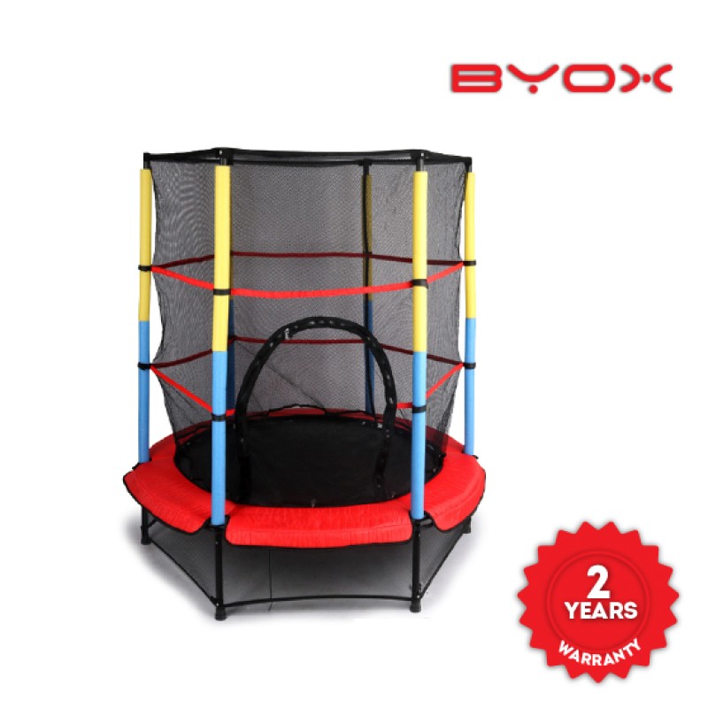 140cm (4.5ft) trampoline with inner net red