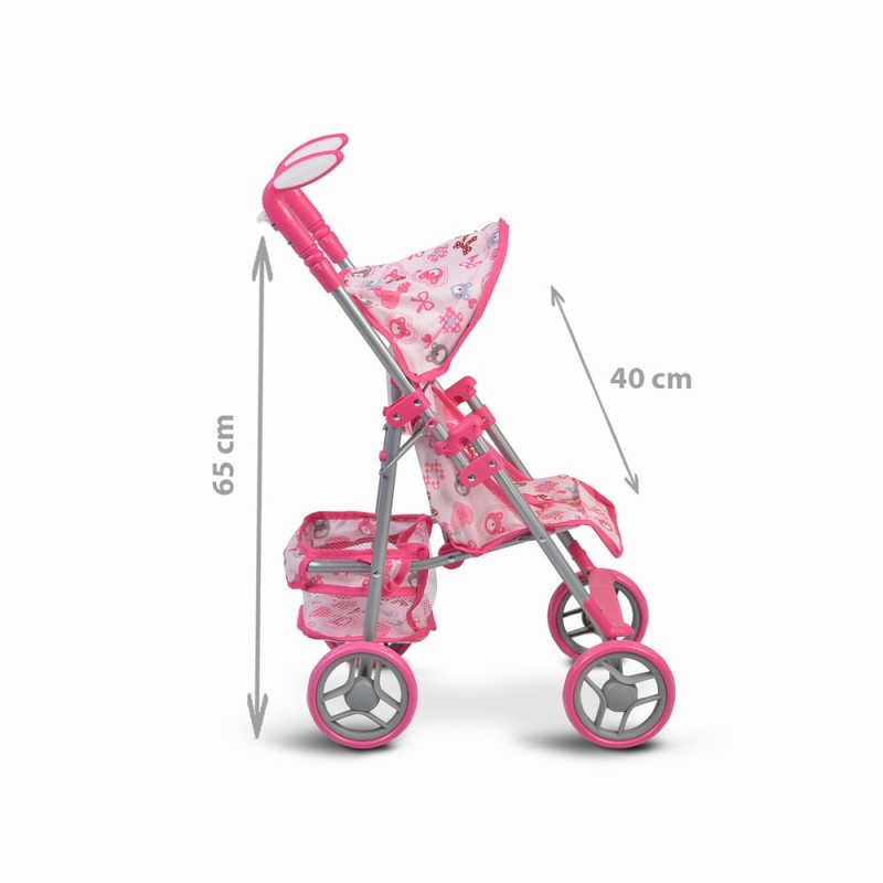 Doll stroller Flower garden pink