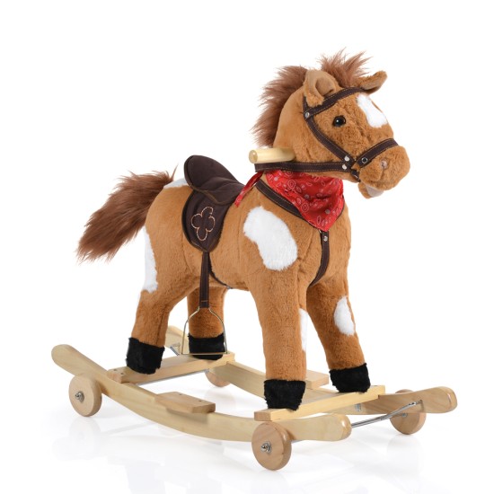 Plush rocking horse with wheels Thunder khaki WJ-302 Plush rocking horse with wheels Thunder khaki WJ-302