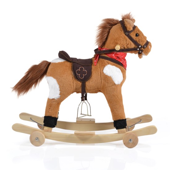 Plush rocking horse with wheels Thunder khaki WJ-302 Plush rocking horse with wheels Thunder khaki WJ-302