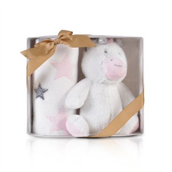 Baby Blanket 90/75 cm with toy Unicorn stars