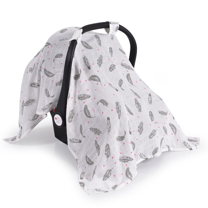 Baby car seat cover - feathers