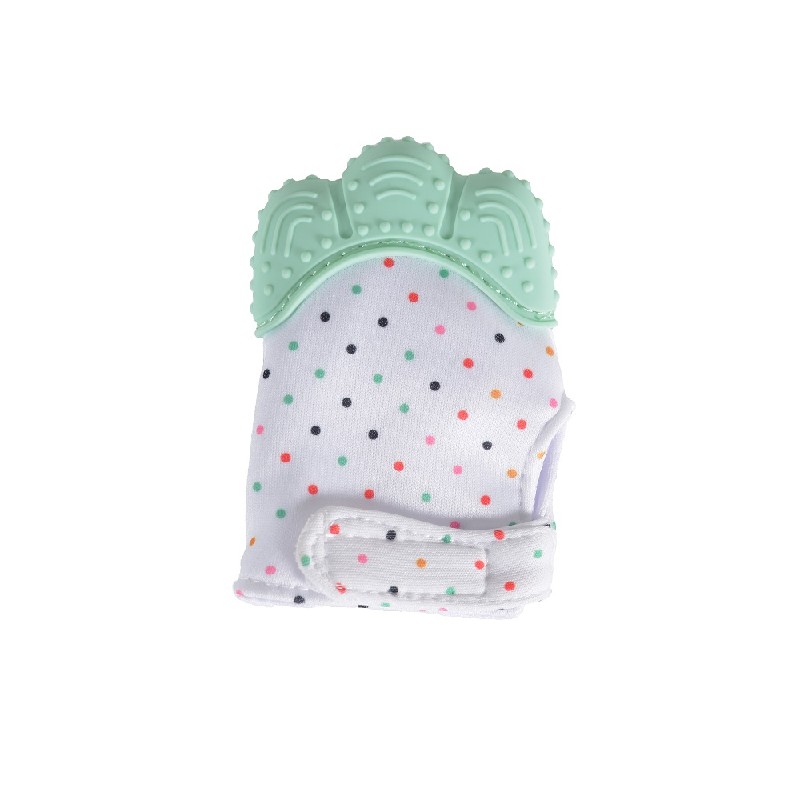 Baby Silicone teething mitten glove Olive mint