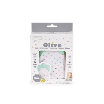 Baby Silicone teething mitten glove Olive mint
