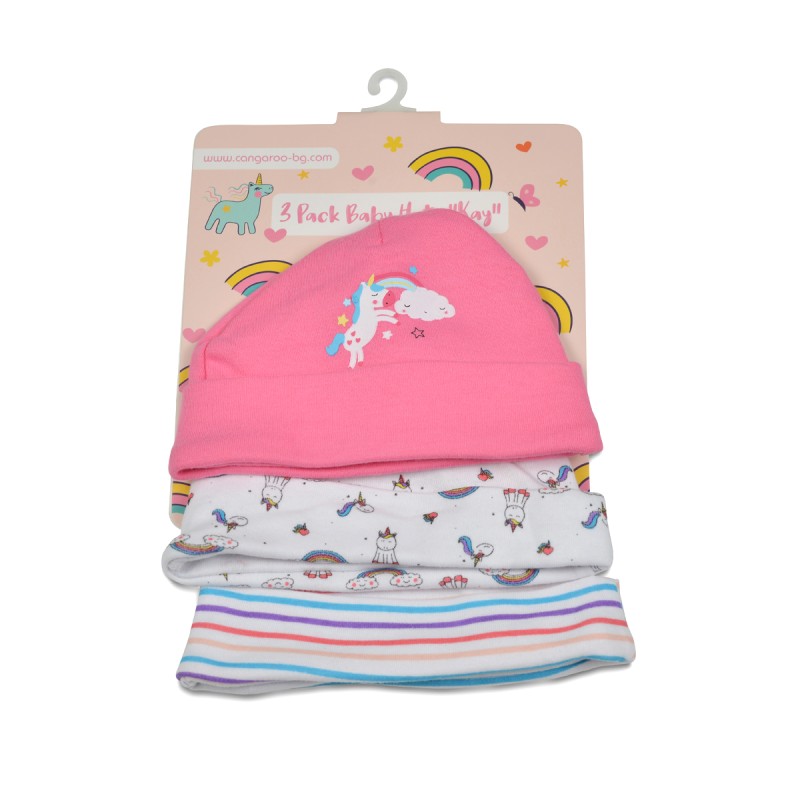 Baby hats Kay pink 3pcs