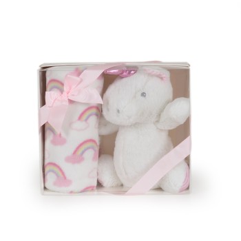 Baby blanket 90/75 cm with toy Unicorn rainbow