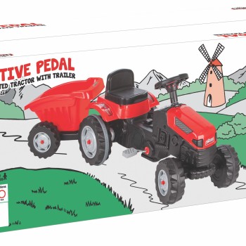 Pilsan 07316 Tractor with pedals and trailer red