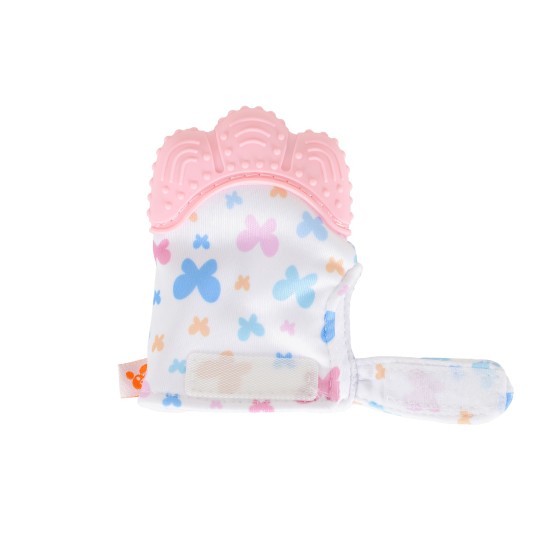 Baby Silicone teething mitten glove Olive butterflies Baby Silicone teething mitten glove Olive butterflies