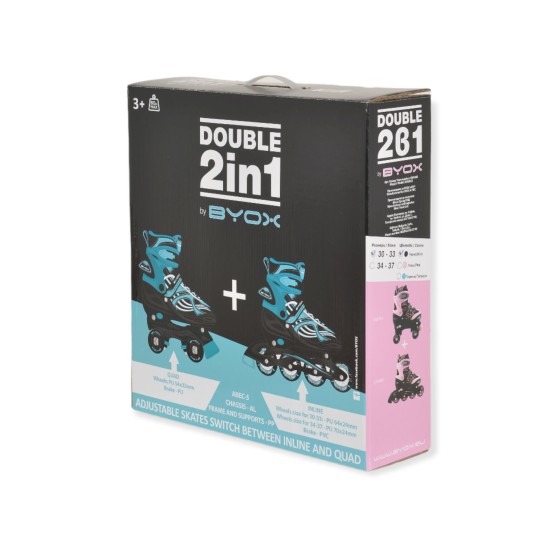 Skates 2in1 Double turquoise S /30-33/