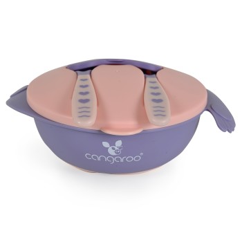 Feeding bowl with fork and spoon Jelly pink F1730