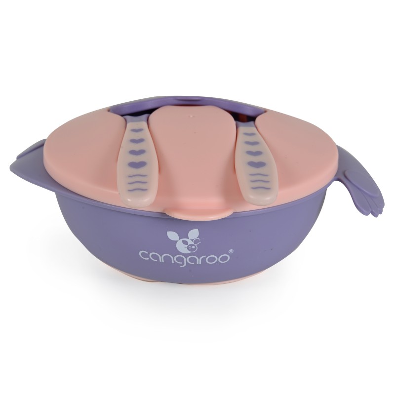 Feeding bowl with fork and spoon Jelly pink F1730