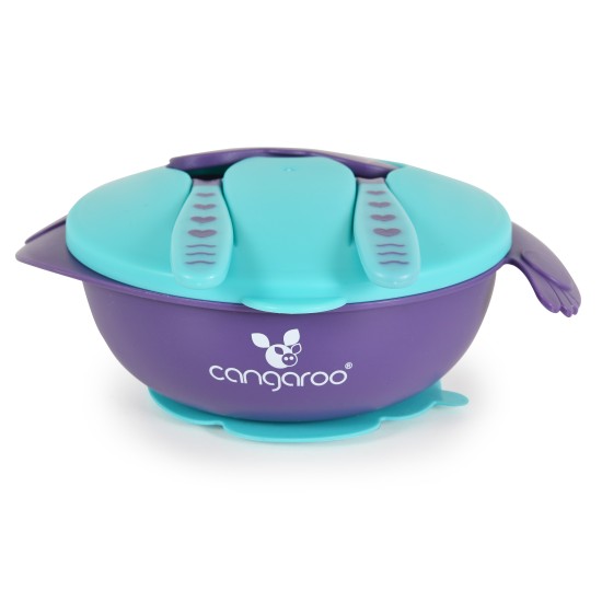 Feeding bowl with fork and spoon Jelly blue F1730