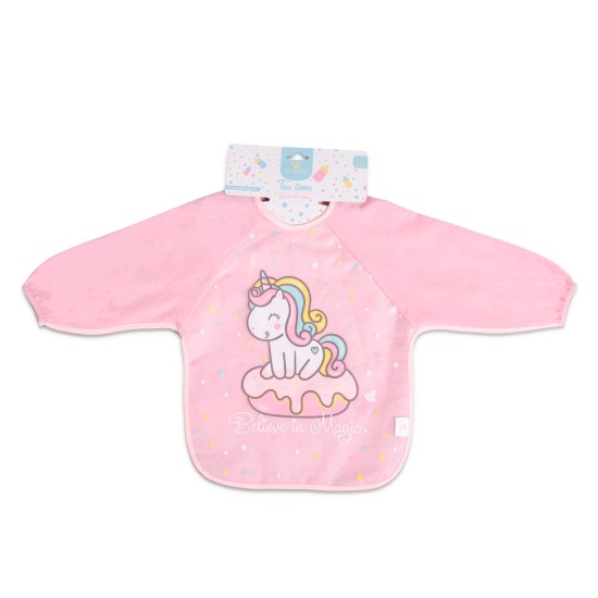 Baby Bib with sleeve Tea Time pink 2002