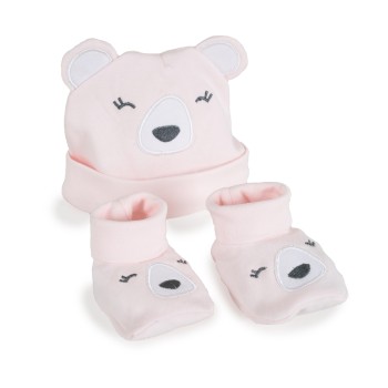 Hat and Booties Rey pink