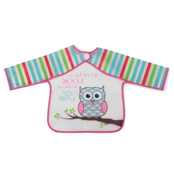 Baby Bib with sleeve Messy pink 1008