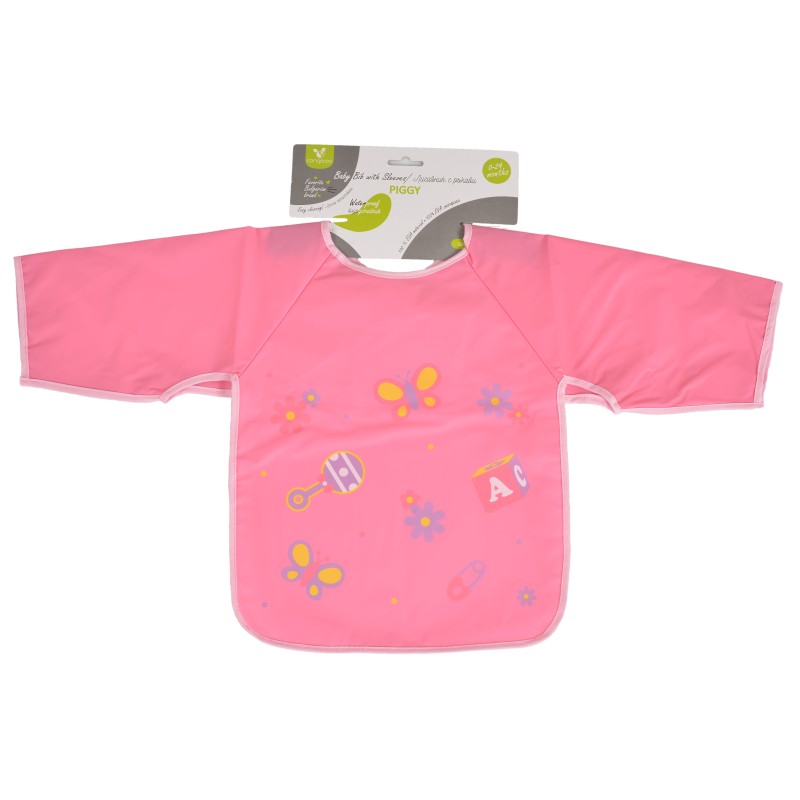 Baby Bib with sleeve Piggy pink 1007