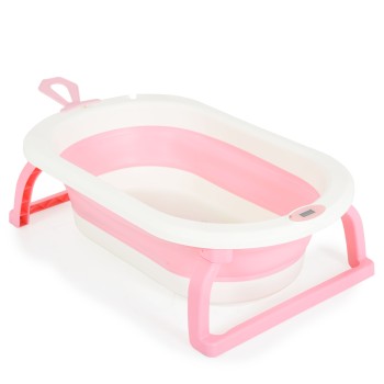 Foldable bathtub with digital thermometer Terra pink