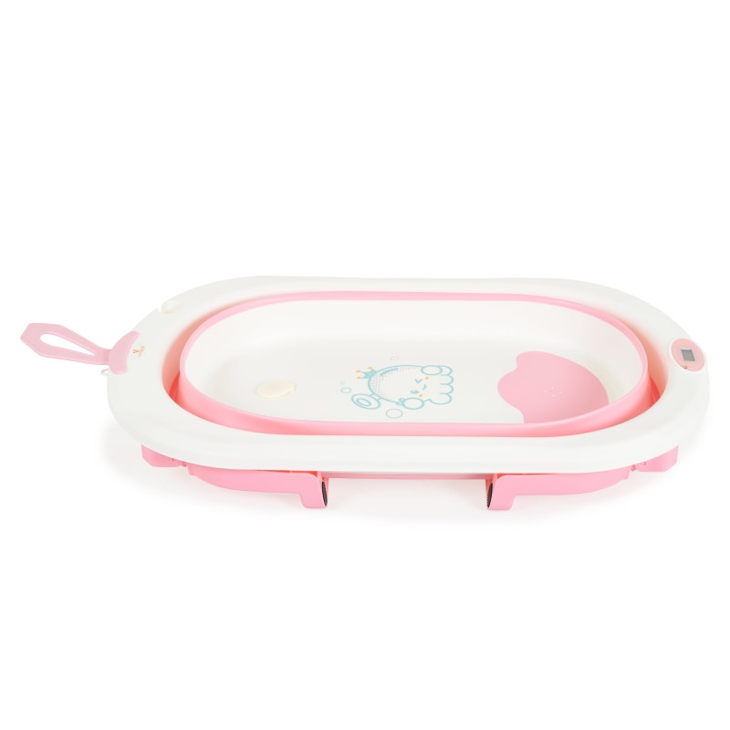Foldable bathtub with digital thermometer Terra pink