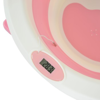 Foldable bathtub with digital thermometer Terra pink