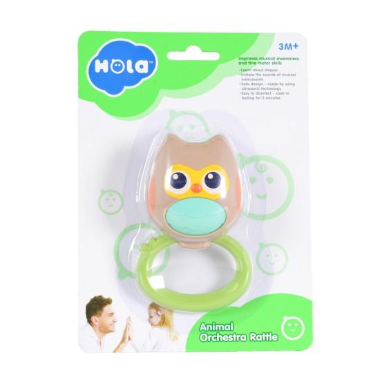 Hola Animal Orchestra Rattle - Owl Maraca E318B-4 Hola Animal Orchestra Rattle - Owl Maraca E318B-4