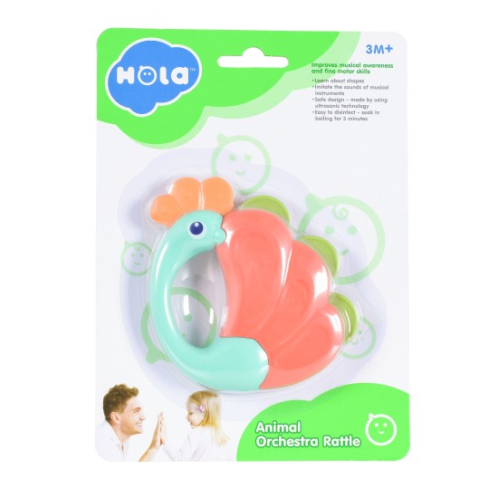 Hola Animal Orchestra Rattle - Peacock Rattle E318B-1 Hola Animal Orchestra Rattle - Peacock Rattle E318B-1