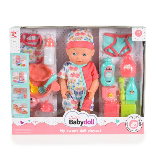 12“Doll feeding and bathing set 6801