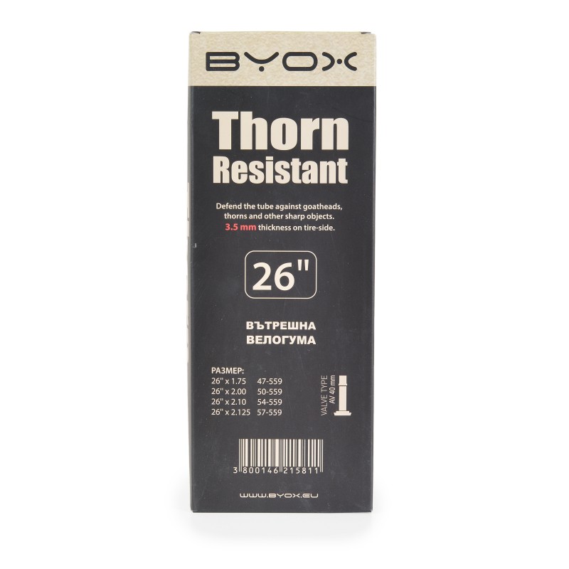 BYOX Thorn proof anti puncture butyl tube 26“*1.75/2.125 ; A/V 40mm