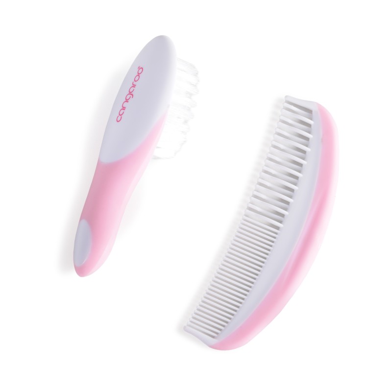Comb and brush set pink C2000