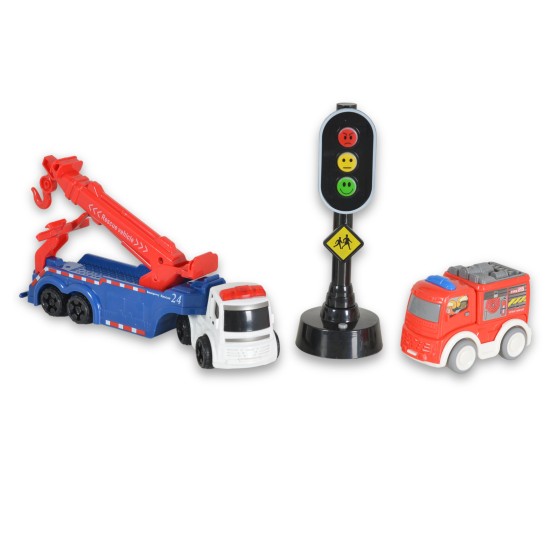 Traffic light with friction truck and fire car 2638-2 Traffic light with friction truck and fire car 2638-2