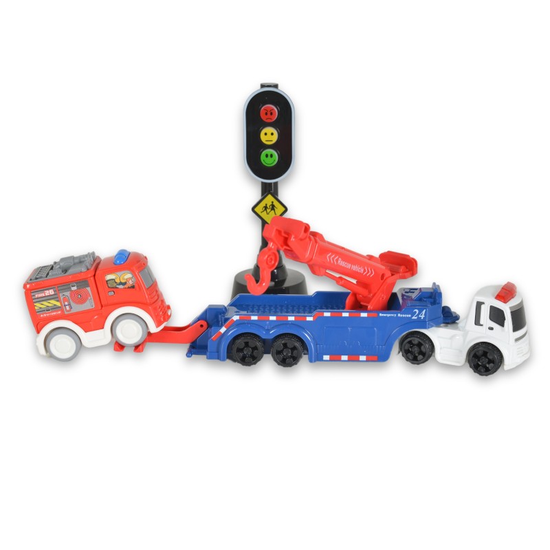 Traffic light with friction truck and fire car 2638-2