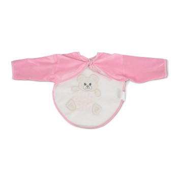Baby bib with sleeves HUG ME, LITTLE BEAR pink 7666
