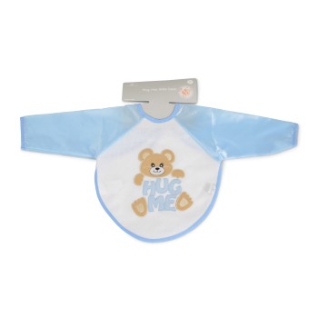 Baby bib with sleeves HUG ME, LITTLE BEAR blue 7666