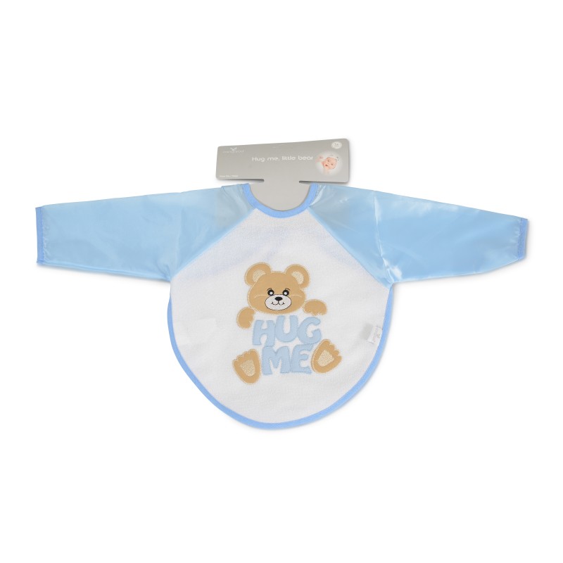 Baby bib with sleeves HUG ME, LITTLE BEAR blue 7666