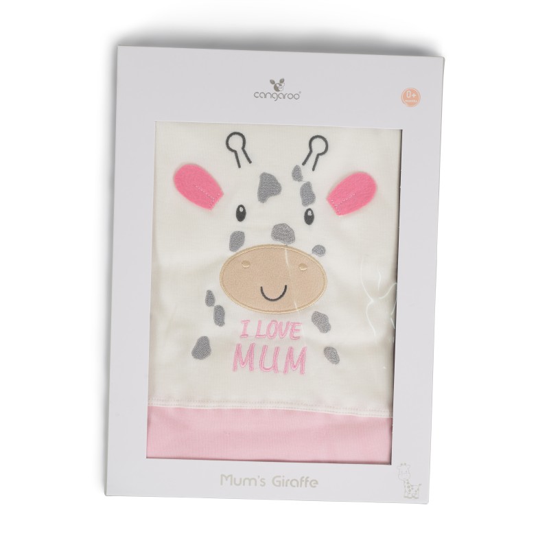 Baby blanket 90/100 cm Mum`s giraffe pink - 7689