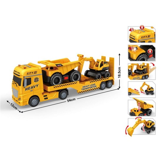 TRANSPORTER TRUCK WITH LIGHT AND SOUND AND 2 VEHICLES - 666-68F TRANSPORTER TRUCK WITH LIGHT AND SOUND AND 2 VEHICLES - 666-68F