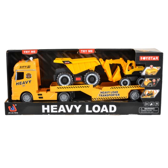 TRANSPORTER TRUCK WITH LIGHT AND SOUND AND 2 VEHICLES - 666-68F TRANSPORTER TRUCK WITH LIGHT AND SOUND AND 2 VEHICLES - 666-68F