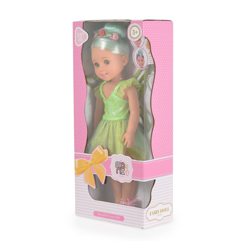 38 cm. Doll Fairy green- LS1502-4