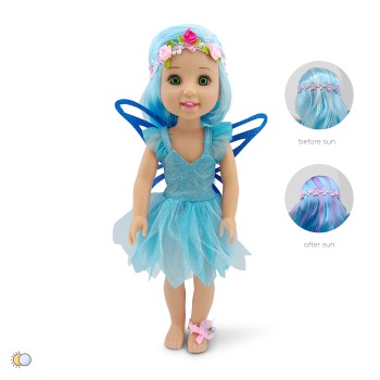 38 cm. Doll Fairy  blue - LS1502-3