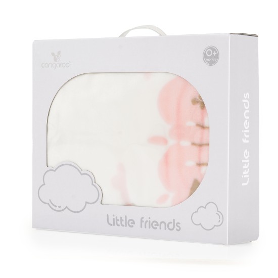 Baby blanket with sherpa 80x110 cm Little friends pink