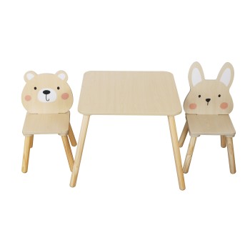 Wooden Table and 2 chairs - W08G410