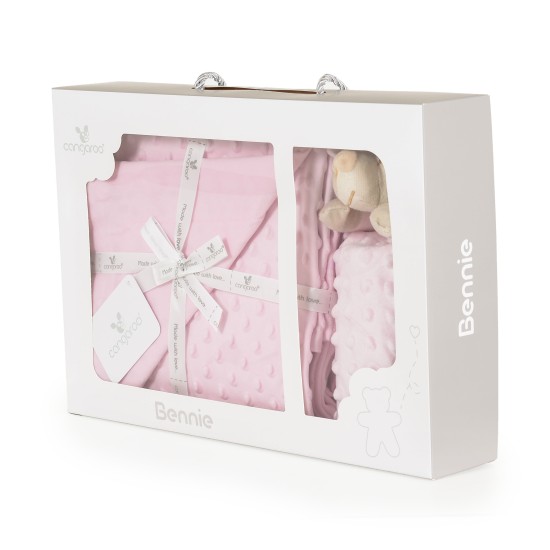 Blanket 75/100 cm with toy Bennie pink