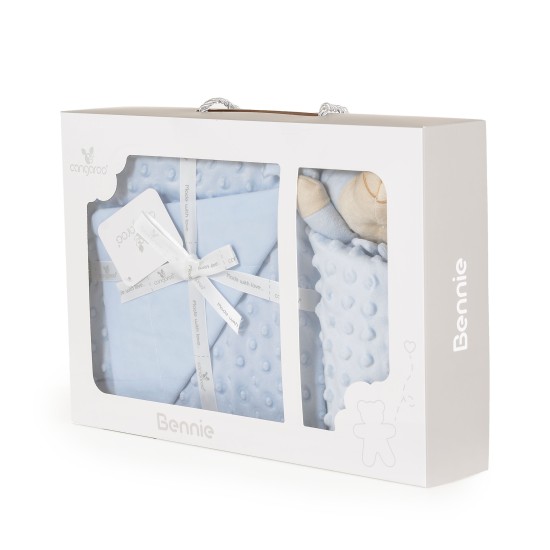 Blanket 75/100 cm with toy Bennie blue