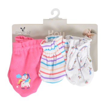 Baby mittens Kay pink 3pcs