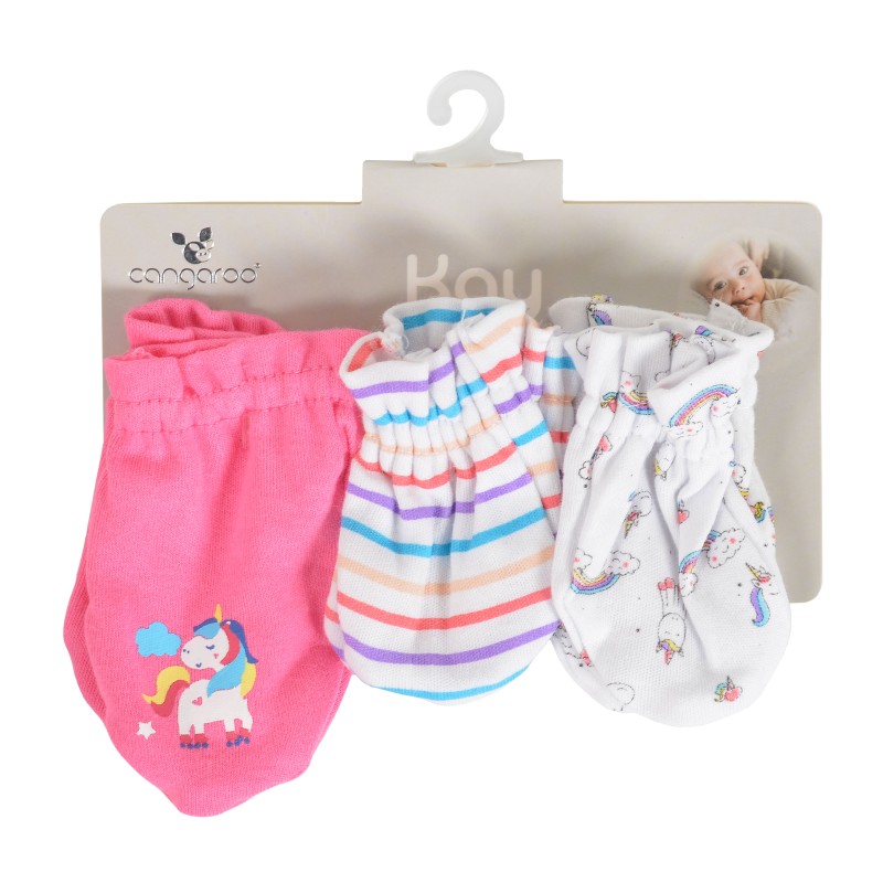 Baby mittens Kay pink 3pcs