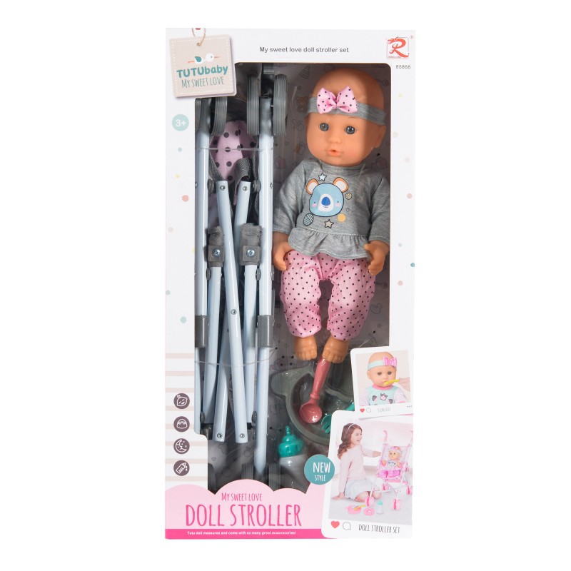 36cm doll with stroller and feeding set - 85868