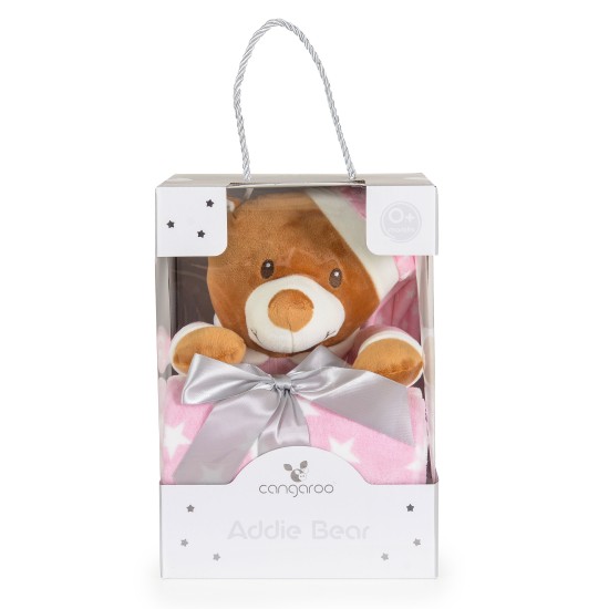 Baby Blanket 90/75 cm with stuffed toy Addie Bear pink Baby Blanket 90/75 cm with stuffed toy Addie Bear pink