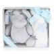 Baby blanket 90/75 cm with toy Elephant blue